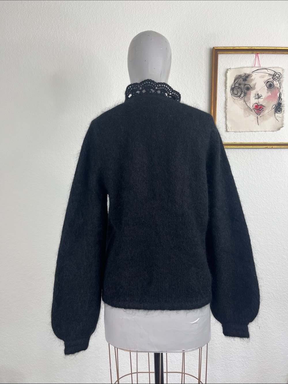 Sezane Gilet Angie Noir Kid Mohair Cardigan Sweater - Picture 9 of 14